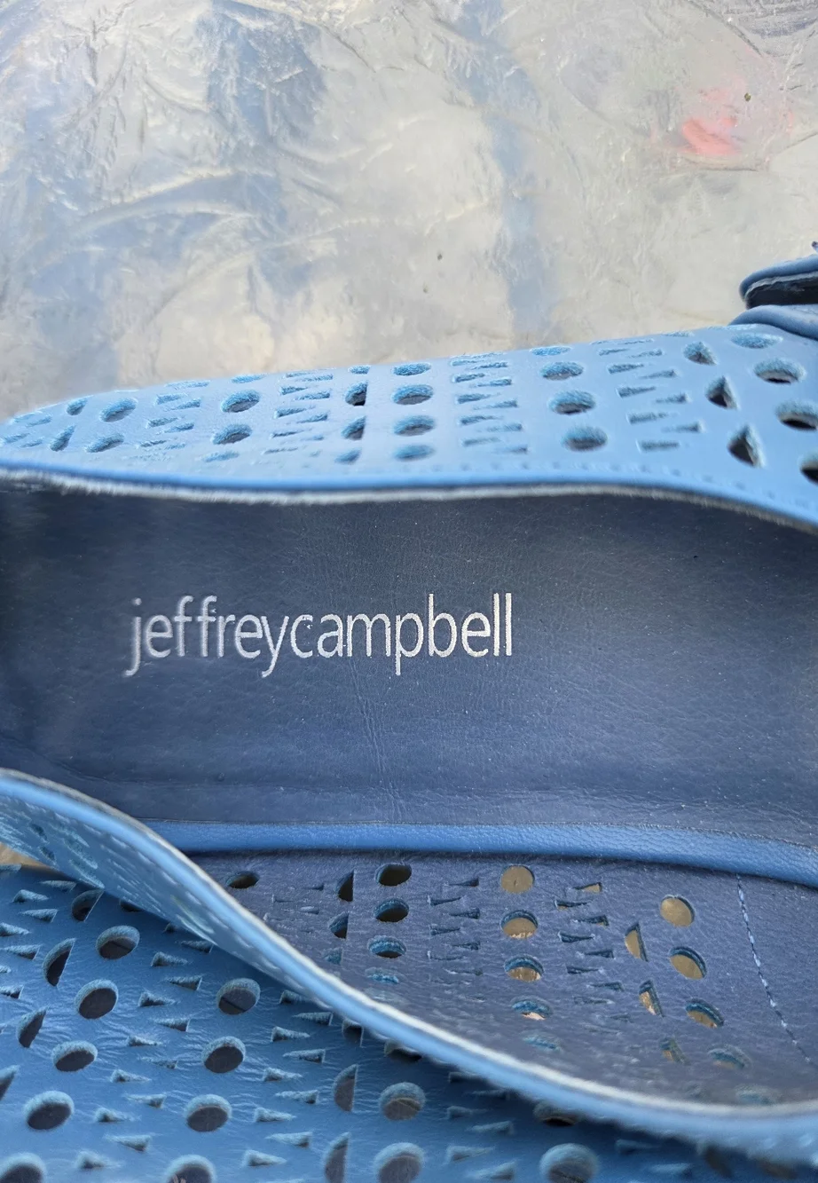 Jeffrey Campbell Blue Perforated Laser Cut Mary Ballet Jane Flats Buckle Strap - Picture 3 of 9